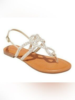 Universal Thread Braided Metallic T-Strap Sandal - Gold